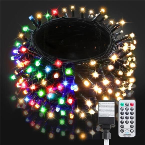 Christmas Lights 300 LED 108FT Color Changing Christmas Tree Lights w/Warm White